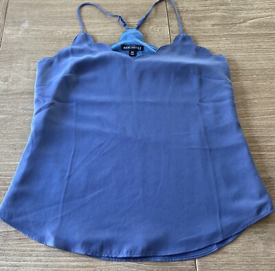 J Crew Mercantile Scalloped Camisole Tank Size 00 Blouse Blue 100% Polyester EUC