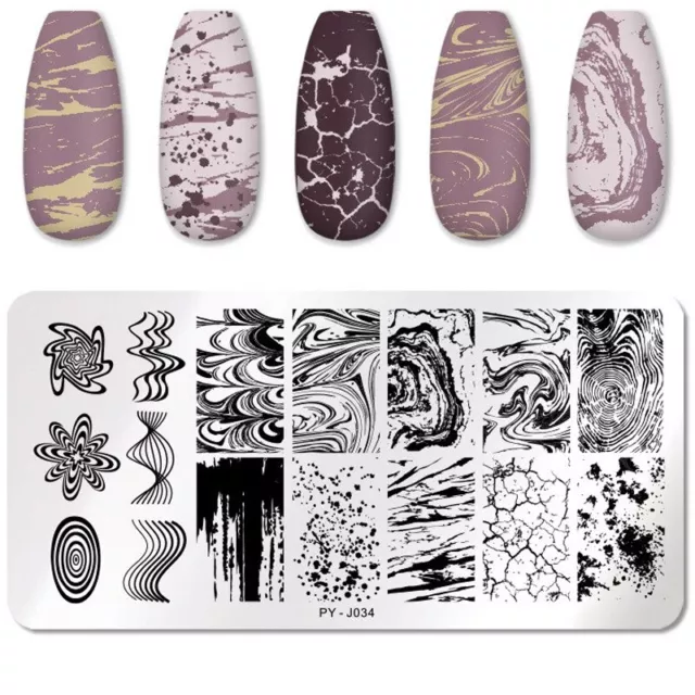 Marble Stamping Schablone PY-J34 Nailart Stempel Platte Nails UV Gel Nagellack