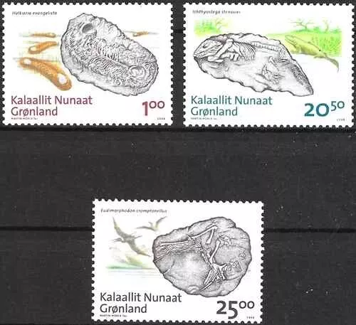 Timbres Minéraux (Fossiles) Groenland 492/494 ** de 2008 (74380FD) - cote : 19 €