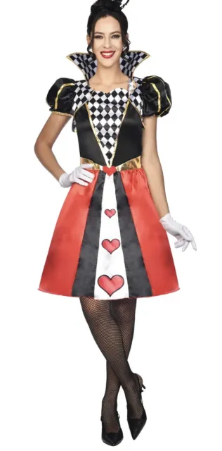 Adult Ladies Queen Of Hearts Fairytale Fancy Dress Costume. Size Large / 14