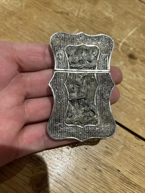 Antique Vintage Filigree Silver Card Case