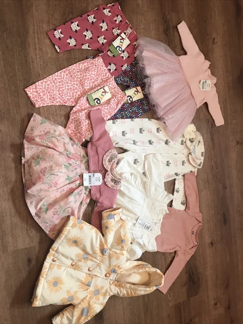 Pacchetto vestiti per bambine nuovissimo 9 articoli età neonato e 0-3 Next Kite M&S