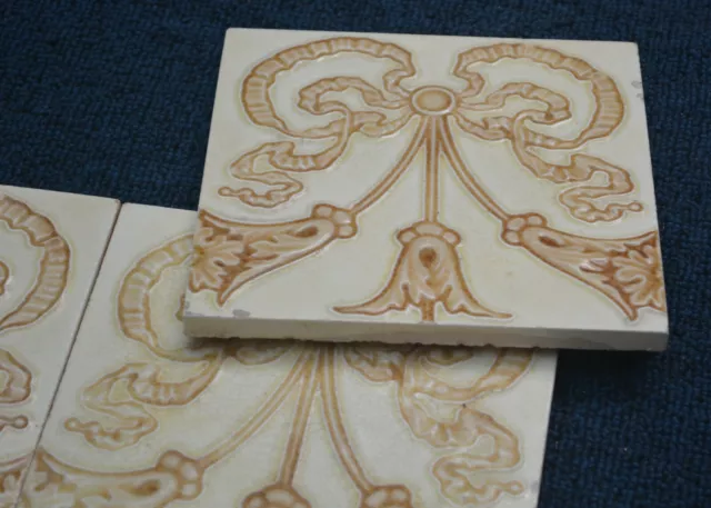 England Antique Art Nouveau Majolica 12-Set Tile C1900 9