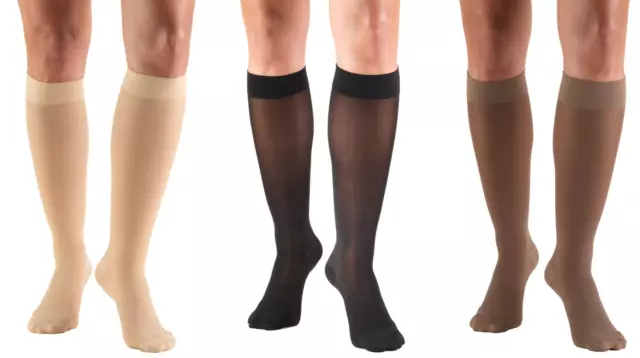 Truform Women's 0253 Sheer Compression Stockings Knee High 30-40 mmHg [1x Pair]