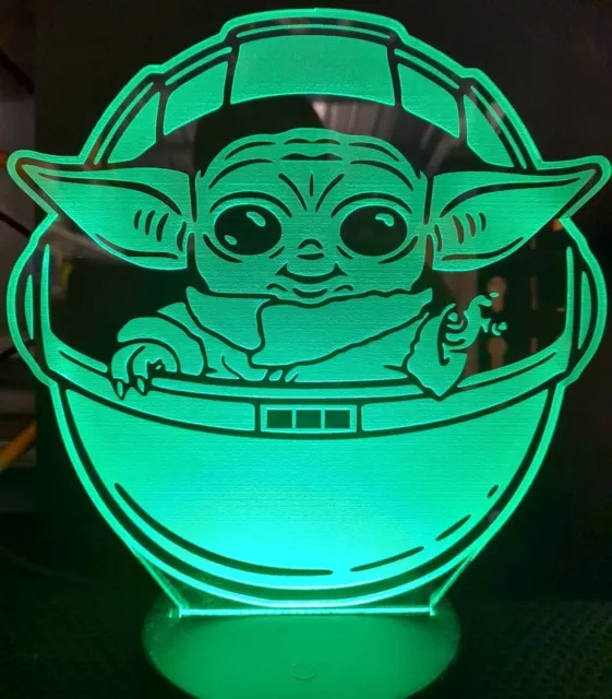 Grogu Baby Yoda Star Wars Nightlight, edge lit light LED lamp base