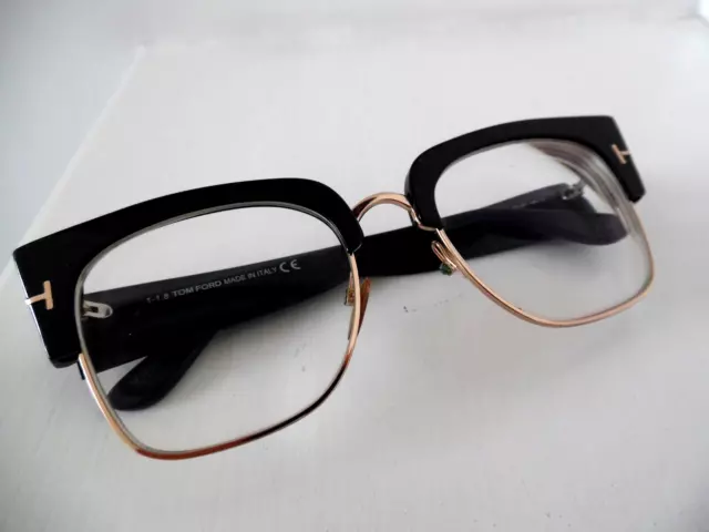 Tom Ford Dakota-02  Black & Gold Square Eye Glasses TF554 01A 55 20 140 3