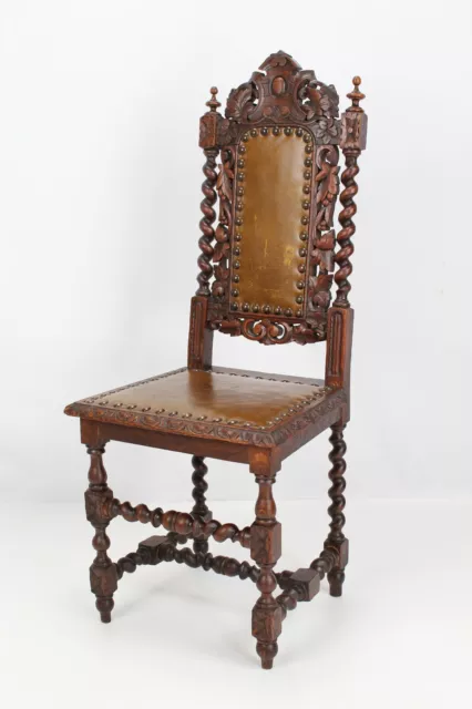 Antique Victorian Oak Gothic Revival Chair -  Pugin Hall Desk High Back Chair