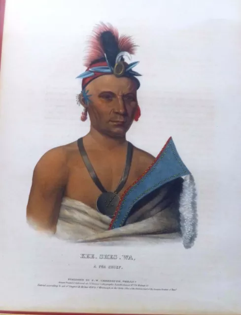 KEE-SHE-WA Fox Chief-CB King. McKenney & Hall FOLIO. FW Greenough. ET Bowen 1838