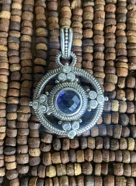 Judith Ripka Iolite Diamonique Sterling Pendant Enhancer preowned Judith Ripka Iolite Diamonique Sterling Pendant Enhancer preowned