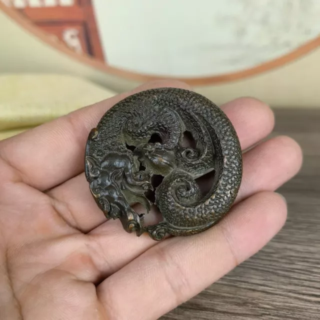 Rare Chinese bronze cool Figure statue netsuke collectable dragon pendant 3