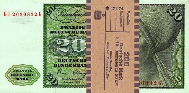 10 X 1000 DM Geldscheine – Reproduktion 1980, Mit Banderole, Originales Format