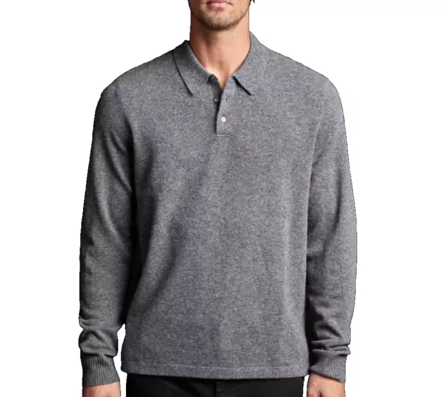 James Perse Sweater Mens Size 1 Small Long Sleeve  Polo Gray 100% Cashmere $495