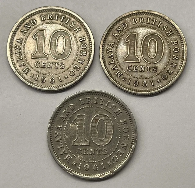 1961 Malaya British Borneo 10 Cent Coin Regular Strike - Extremely Rare