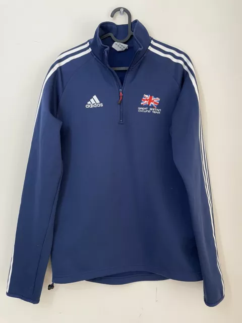 Adidas Great Britian Cycling Team olympic blue pullover 1/2 zip size M womens