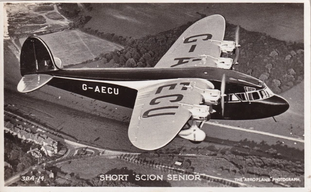 Vintage RPPC Postcard - Short Scion Senior Airplane - 1930's