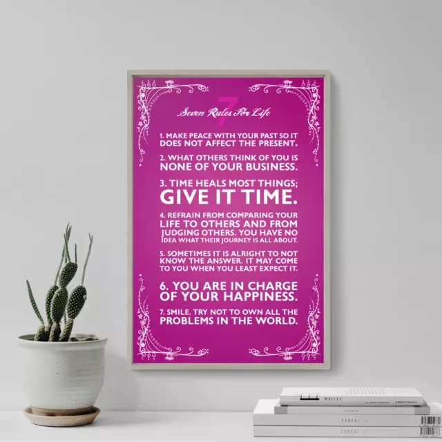 7 RULES FOR LIFE - Motivational Art Print Photo Poster Motivation Gift Quote