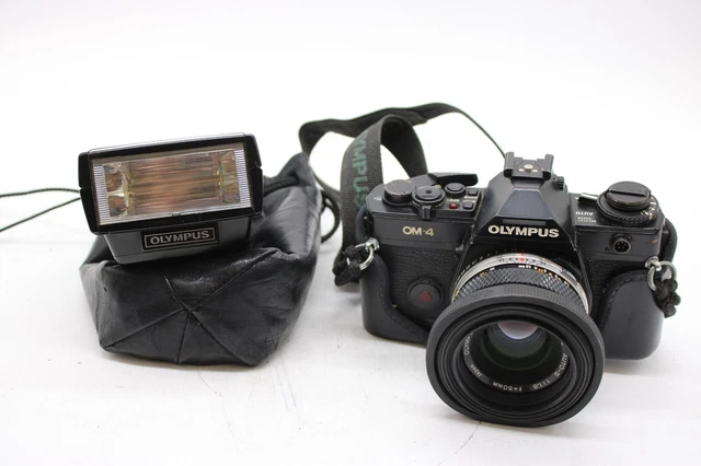 Appareil Photo Reflex Argentique Olympus OM10 Avec Objectif Et Flash - état Fonctionnel