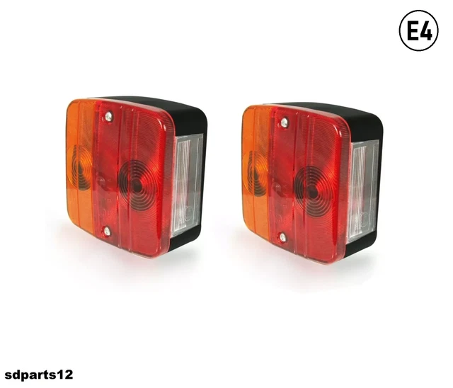 Kit Fanali Posteriori Per Rimorchio - 2 Fari + 2 Triangoli Rifrangenti + 6 Lampadine 12V - Foto 10