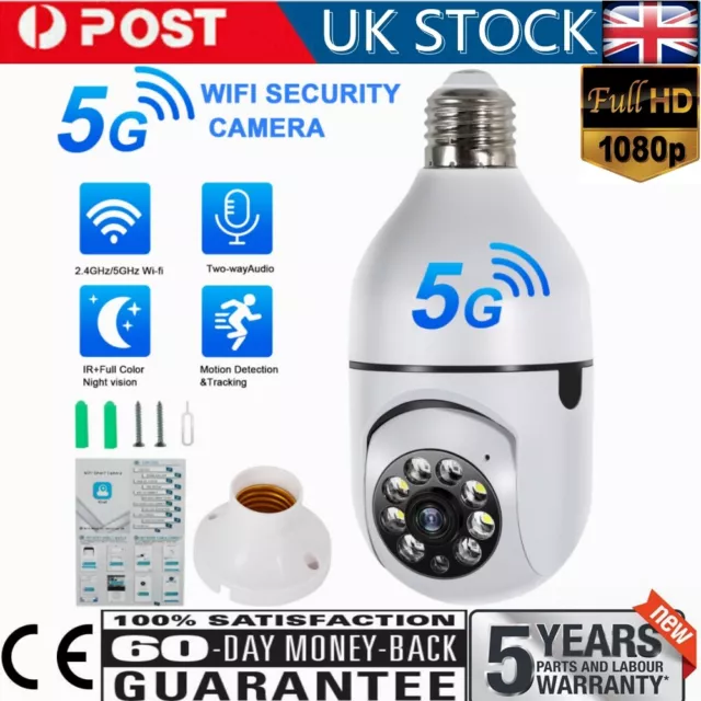 360° Panoramic WiFi IP Camera E27 Light Bulb 1080P HD Wireless Security Camera