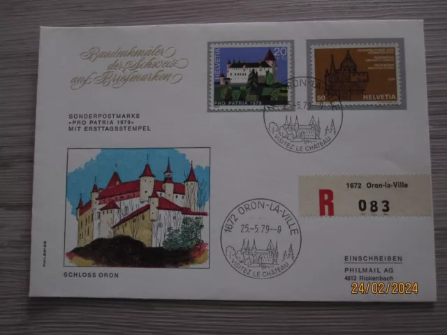 Schweiz Sonderpostmarke 1979 mit Ersttagsstempel+ Einschreiben FDC