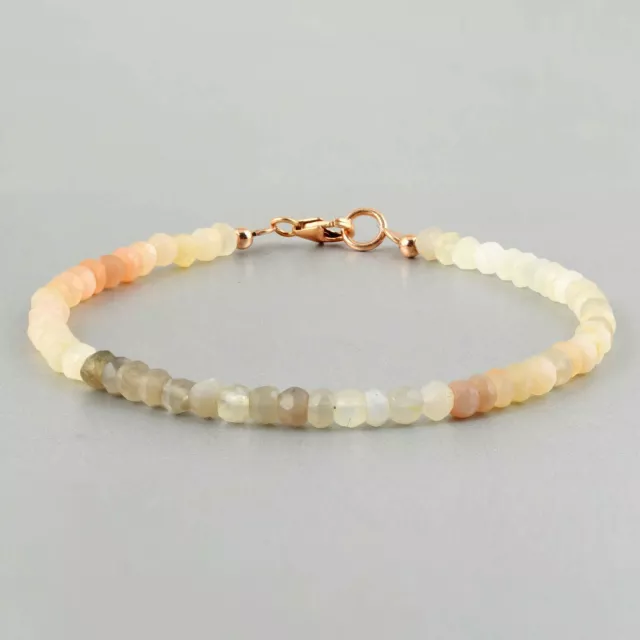 Handmade Gema Natural Equilibrio Pulsera Piedra Luna 4mm Rondana Cuentas Joyería