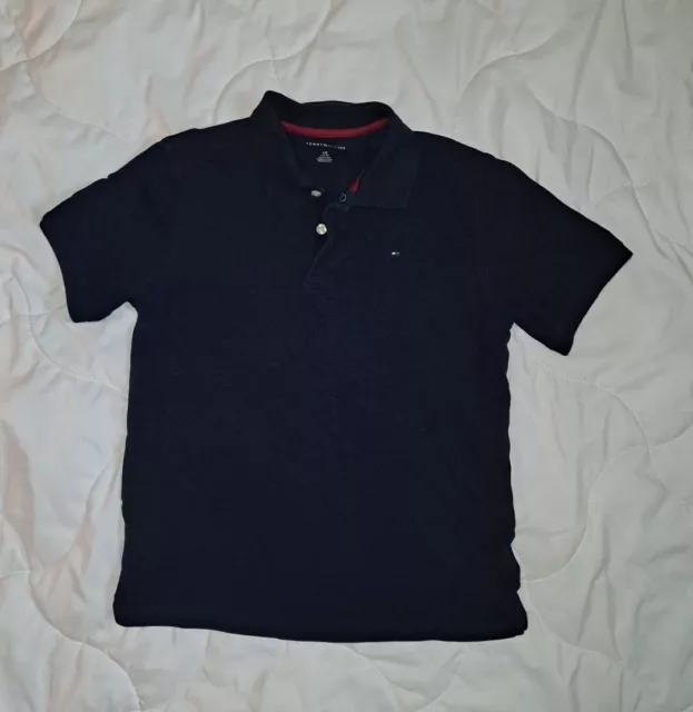 💙🩵Tommy Hilfiger Kids Polo Shirt Boys Mesh Collared Casual Top Flag Logo 💙💚