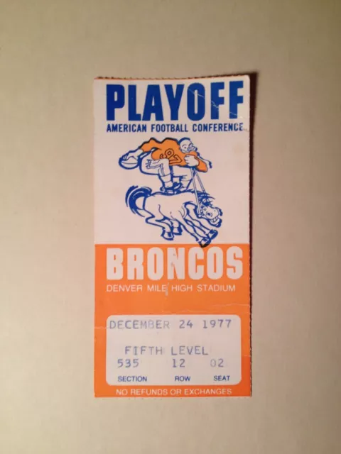 1977 NFL PLAYOFF TICKET STUB Pittsburgh STEELERS @ Denver BRONCOS 12/24/1977