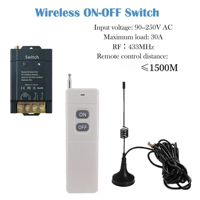 Interruttore telecomando RF433 ampia tensione e alta potenza con certificazione CE