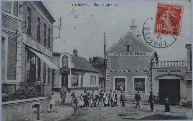 LUMBRES 62 cpa rue de montreuil Animés Bon Etat 1917