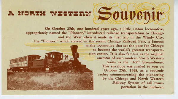 1948 Chicago & Northwestern Railroad Souvenir showing Train " Pioneer "