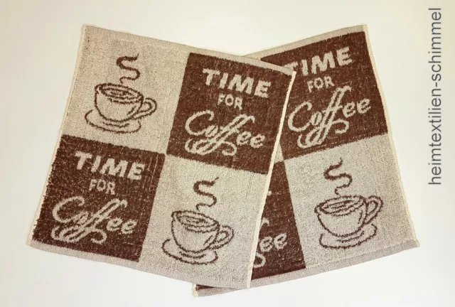 FROTTEE 2er SET Geschirrtuch Küchentuch Handtuch Küchenhandtuch COFFEE 45x45cm