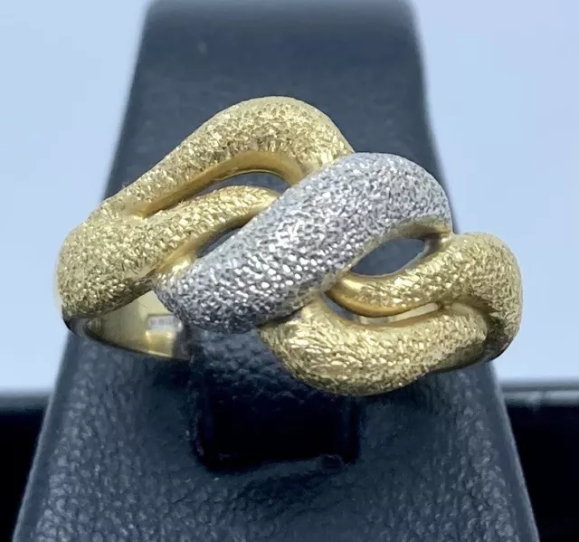 Anello Donna Diamantato In Oro Giallo E Bianco 18 Kt 750 Intrecciato Oro 18 Ct