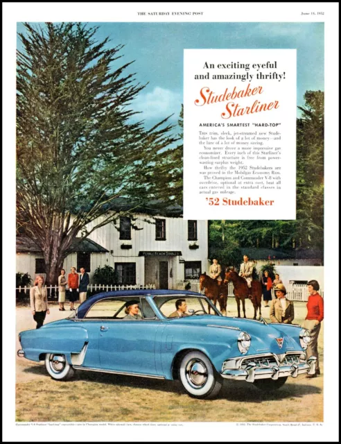 1952 Studebaker starliner car horse riding stable vintage photo Print Ad  adL32