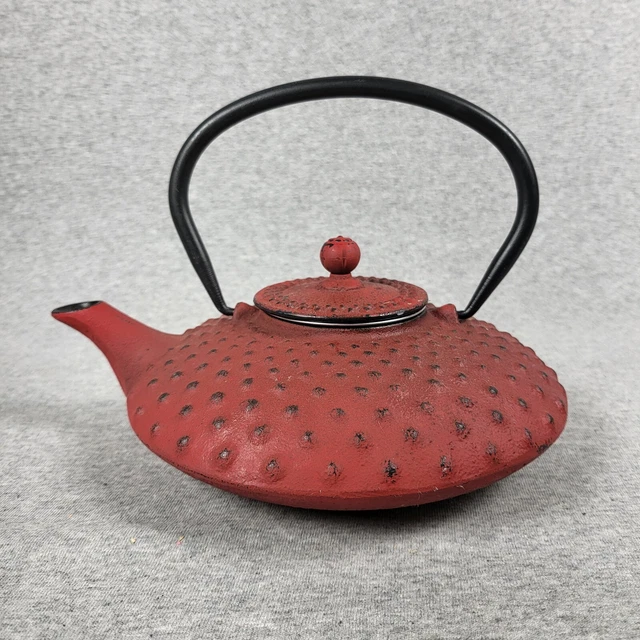 JAPANESE TETSUBIN CAST Iron Teapot Tea Kettle Pot Red Hobnail 38.00