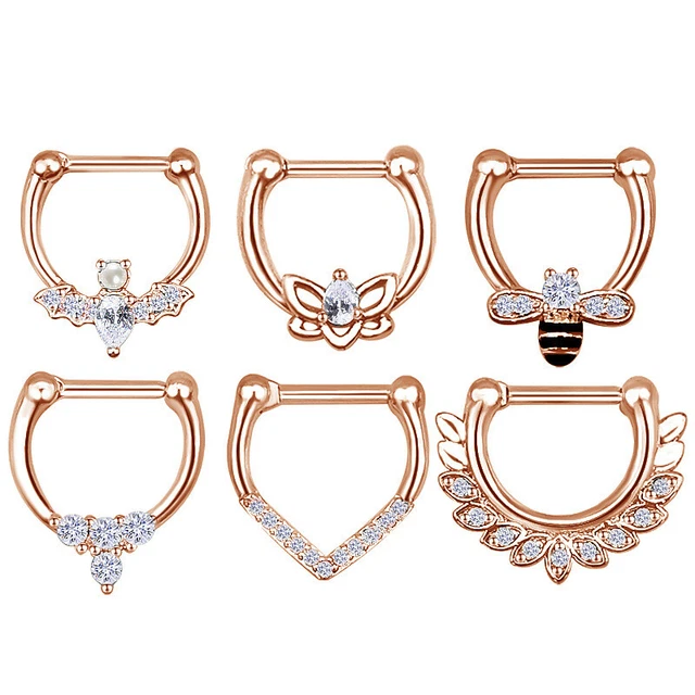 Crystal Septum Bee Heart Bat Pattern Nose Ring Ear Helix Cartilage Piercing) ^^