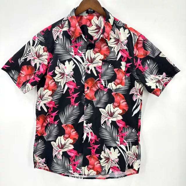 Coofandy Shirt Mens Button Down Short Sleeve Hawaiian Floral Multicolor M