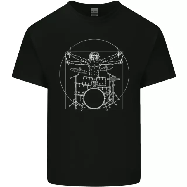 T-shirt da uomo Vitruvian Drummer Funny Drumming cotone