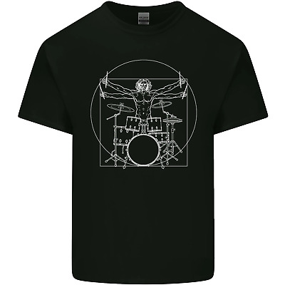 Vitruvian Drummer Funny Drumming Mens Cotton T-Shirt Tee Top