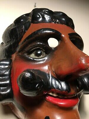 Antique, 1930-1950, Ethnographic, Wooden Mask Guatemala (Guatemalan) "Mexicano" 3