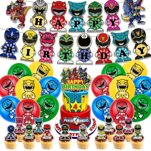 Power Rangers Kids Birthday Party Decorations Banner Balloons Cupcake Toppers