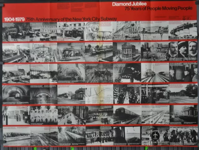 75Th Anniversary Of The Nyc Subway System Original 45X59 Subway Poster Bonnell