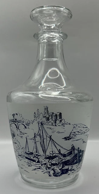 Petite Bouteille Décorative En Verre Avec Décor En Étain - 2 Oiseaux Sur Une Branche - Occasion TBE