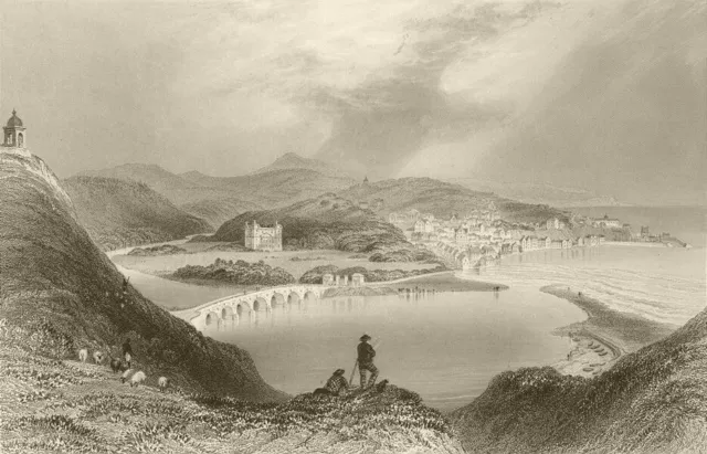 View of Banff, Aberdeenshire, Scotland. BARTLETT 1842 old antique print