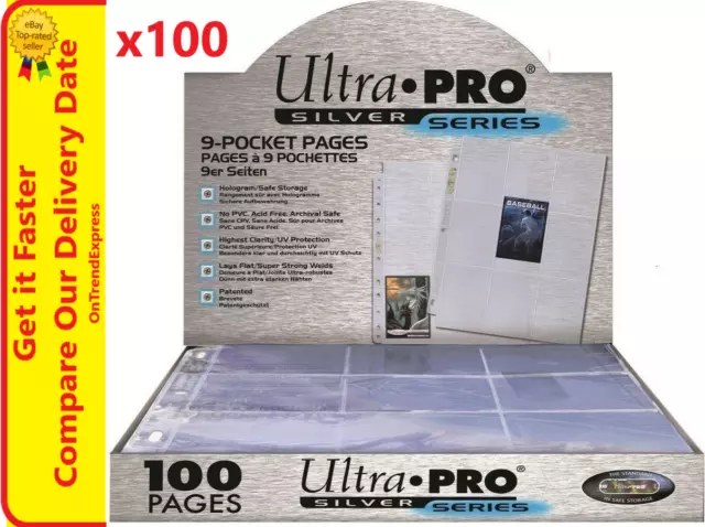 Ultra Pro Silver Series 9 Pocket Card Sleeves Sealed Box 100 Pages Afl Pokemon