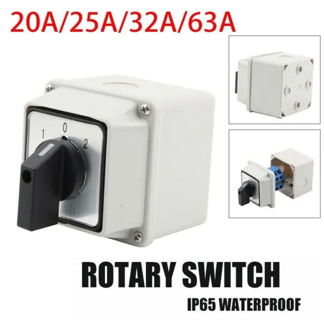 Changeover Rotary Cam Universal 8 Screw Terminals IP65 Enclosed