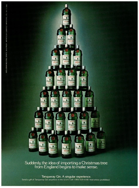 Tangueray Gin Import a Christmas Tree Vintage Print Advertisement 8x11" 1983