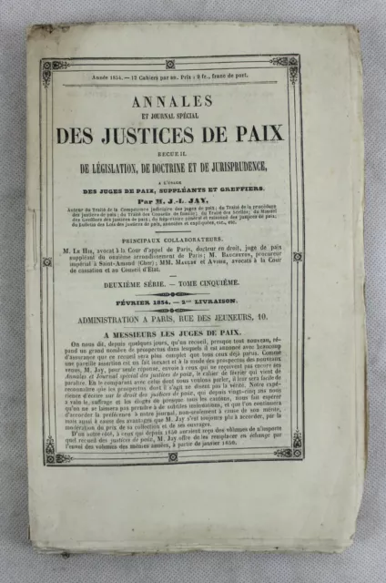 Anales & Diario Especial De Jueces De Paix - Songbook Legislación 1854 Fresa