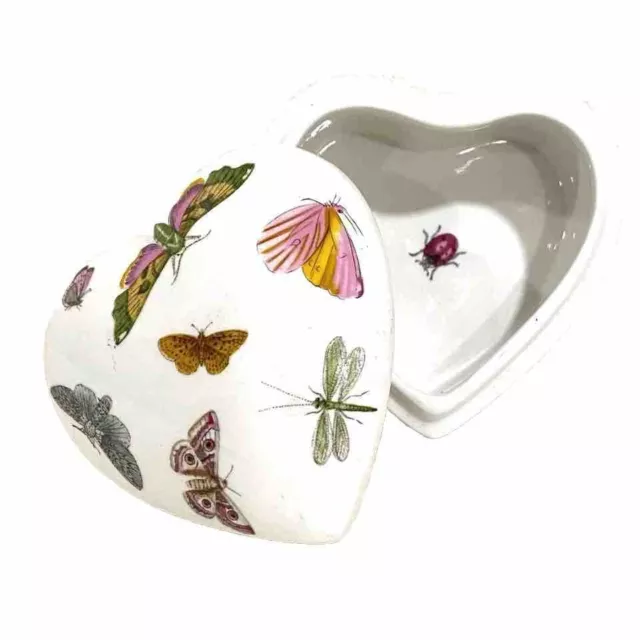 Portmerion Botanic Garden Heart Shaped Butterfly Trinket Box with Lid Lady Bug