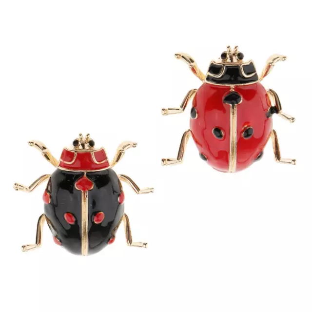 2pcs Enamel Ladybird Bug Insect Brooch Pin Womens Mens Costume Jewellery