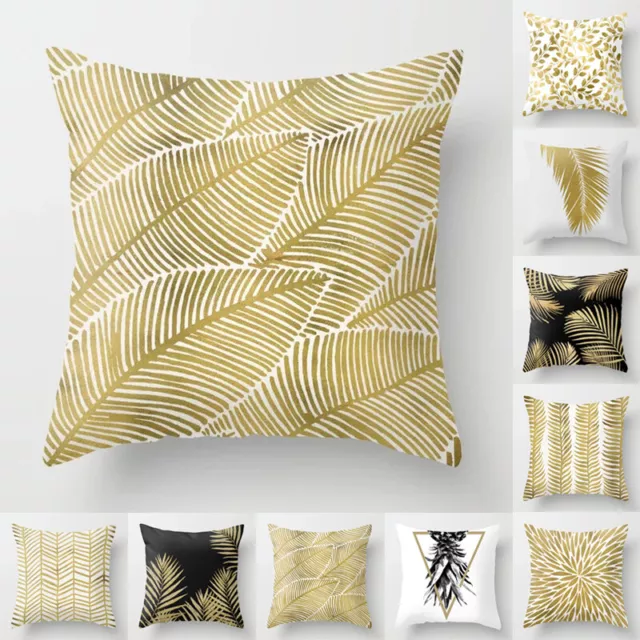 Decorative Cushion Cover Geometric Gold Black White Home Decor Pillow Case Throw